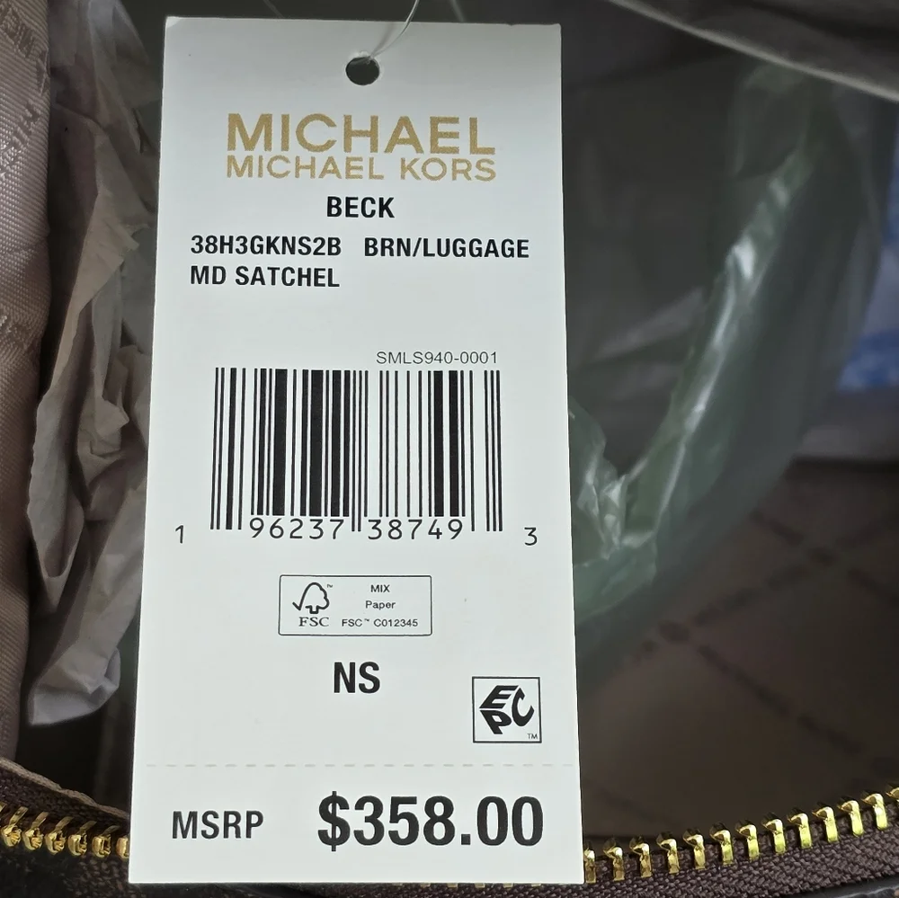 Michael Kors Beck Logo Medium Brown Satchel